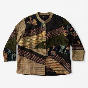 Julia Kim | Vintage Art to Wear Blazer Jacket Tapestry Patchwork Boho Women's 3X